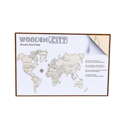 Harta lumii puzzle 3D de perete (L) Wooden City - Imagine 1