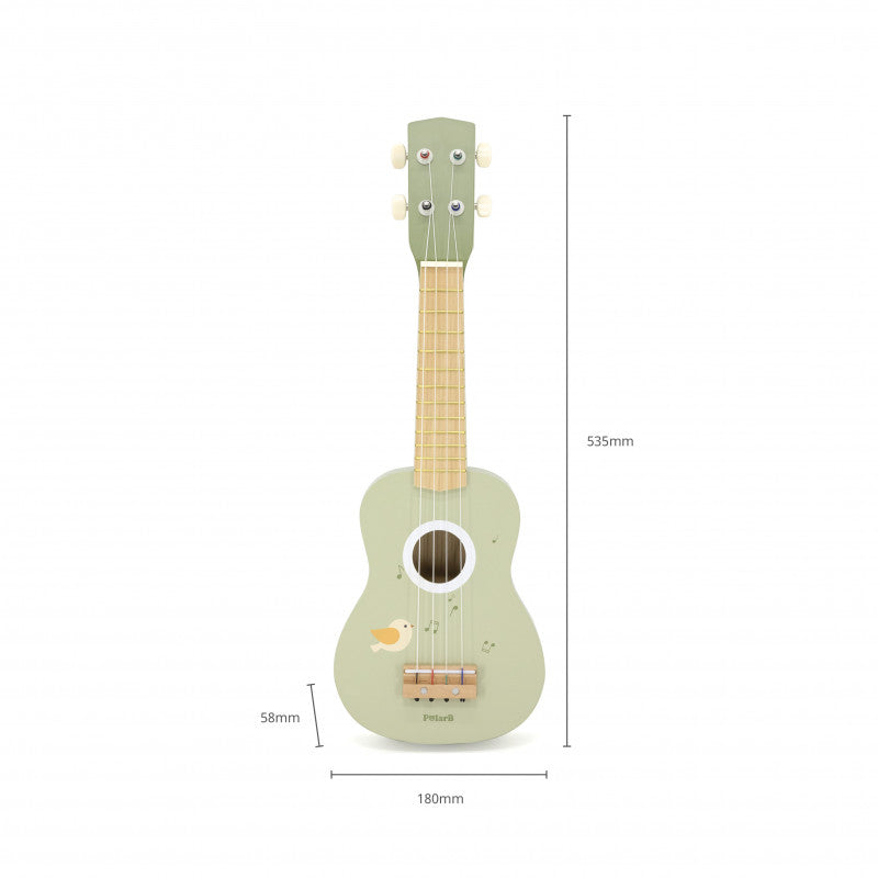Ukulele verde din lemn pentru copii, jucarie muzicala - Imagine 1 [ps:44cd6684-2aac-4d87-aebf-9783589271dc]