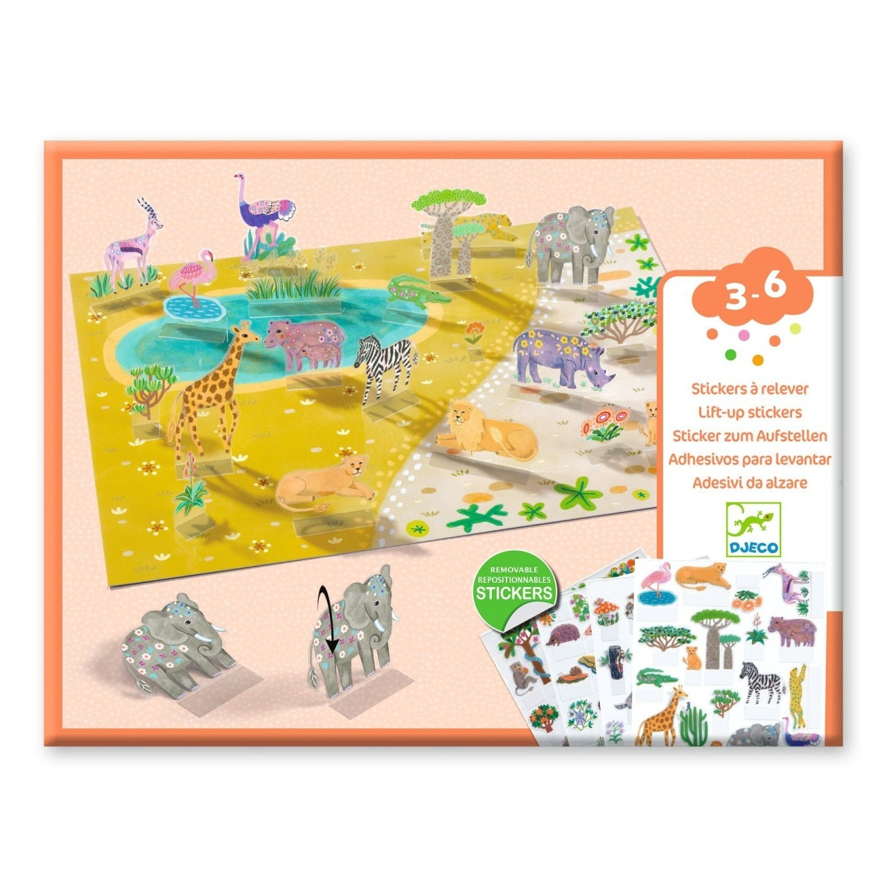 Set creativ de stickere reutilizabile Animale, Djeco - Imagine 1 [ps:21379a16-1452-4811-8232-322d2ffd3ace]