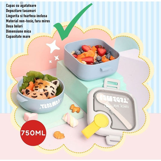 Lunch Box Copii Flippy, 750ml, 2 Boluri, Roz | infant.ro - Albastra (1) [ps:d68d1371-e03a-4d77-a400-5c0a487622f0]