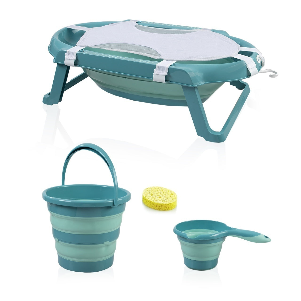 Set cadita pliabila de baie Babyjem, 5 piese, turcoaz - Turcoaz