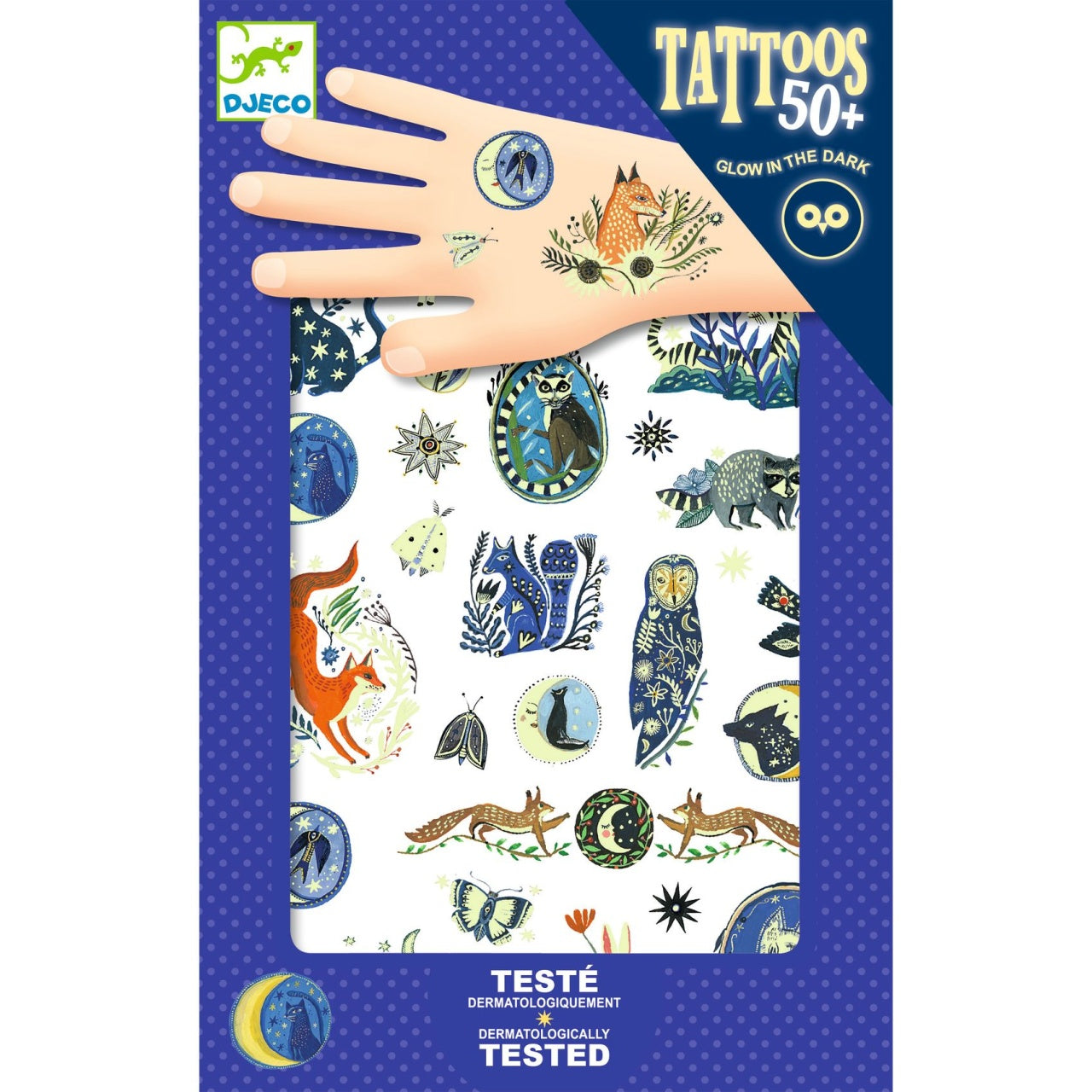Tatuaje temporare fosforescente Animale nocturne, Djeco - Imagine 1 [ps:19c07f11-2cc3-4c2b-85bb-4ede4320dff2]