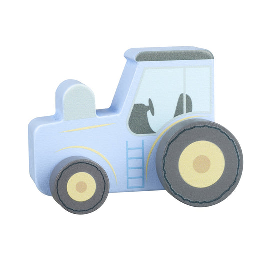 Jucarie de impins Tractor albastru din lemn, Orange Tree - Imagine 1 [ps:2dbdc663-eb15-4d4c-849d-2202c40b9f11]