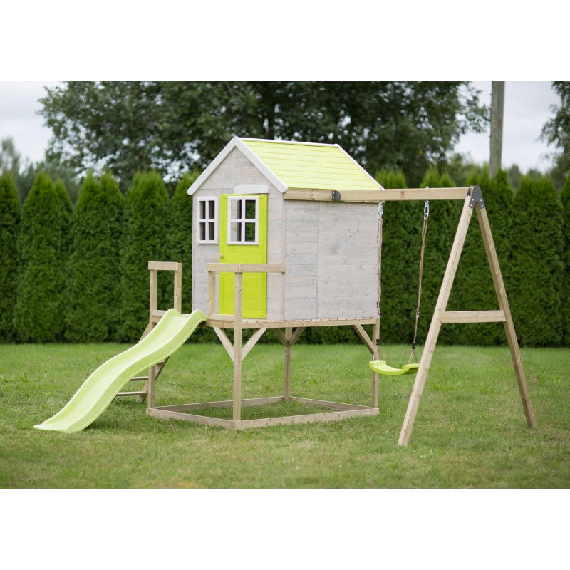 Casuta de gradina Lime Lodge cu platforma, tobogan si - Imagine 1