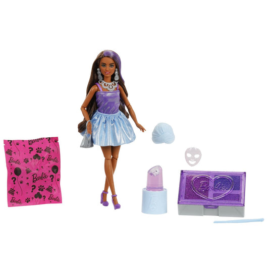 BARBIE SET PARTY UNBOXED REVEAL PAPUSA BARBIE VIOLET CU 10 ACCESORII SURPRIZA [ps:2afd7105-7261-41e0-8e2d-cd7d0744776e]