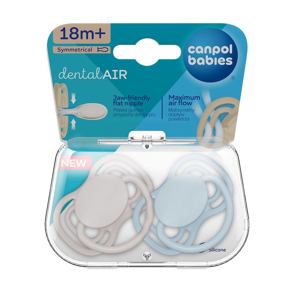 Suzeta simetrica din silicon 0-6m Dental Air Nude, 2 Pcs - Blu