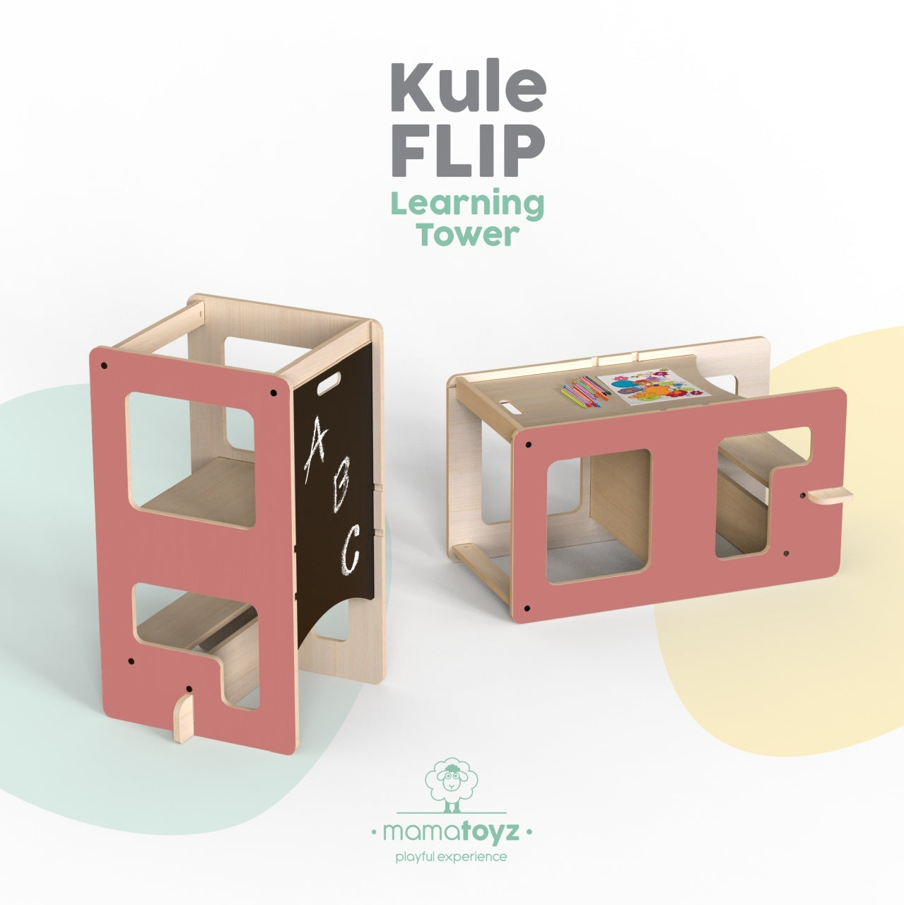 Turn de invatare multifunctional Kule Flip, Roz, MamaToyz - Roz [ps:f5cd7bfb-261e-4dc0-8909-f08c58e3e9a4]