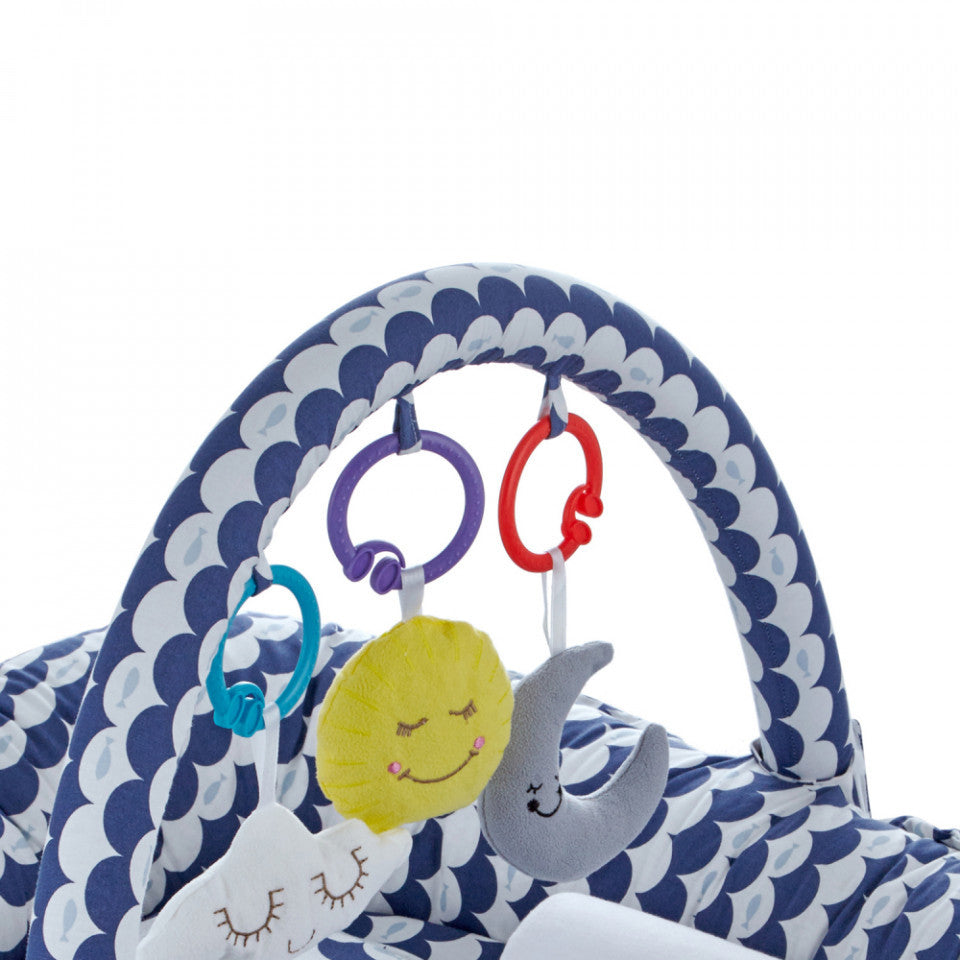 Salteluta BabyNest cu bara jucarii Between parents - Indigo