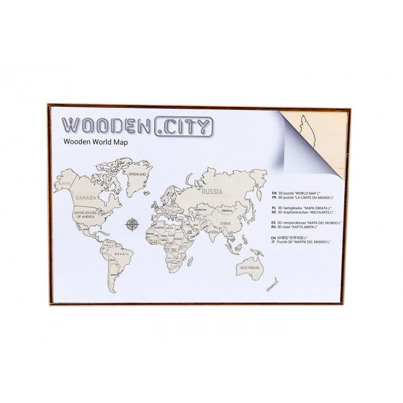 Harta lumii puzzle 3D de perete (L) Wooden City - Imagine 1