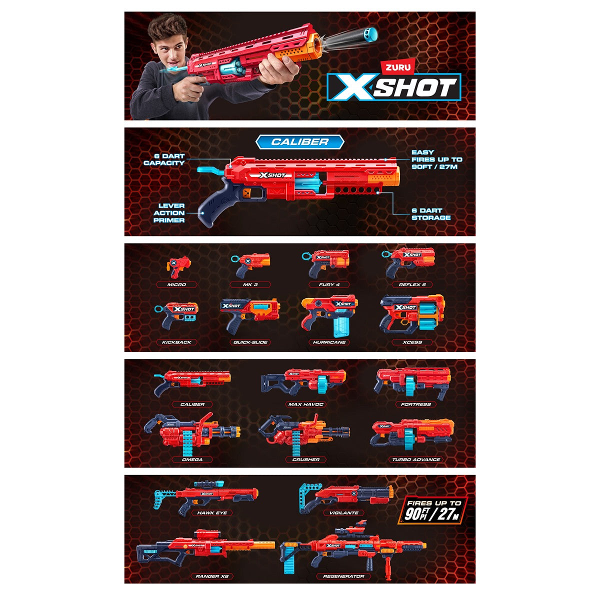 X-SHOT Excel Caliber - Armă Jucărie cu 16 Proiectile - Default Title (1) [ps:ffb0b1a3-be4f-4710-84be-c5d3923d01a4]