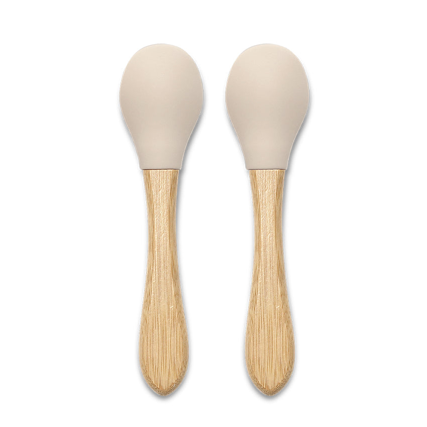 Set 2 Lingurițe Silicon și Bambus Lorelli, 6 luni+, Fresh - Beige (1) [ps:e1520a5d-4076-4f5f-bc02-76d0f7feb540]