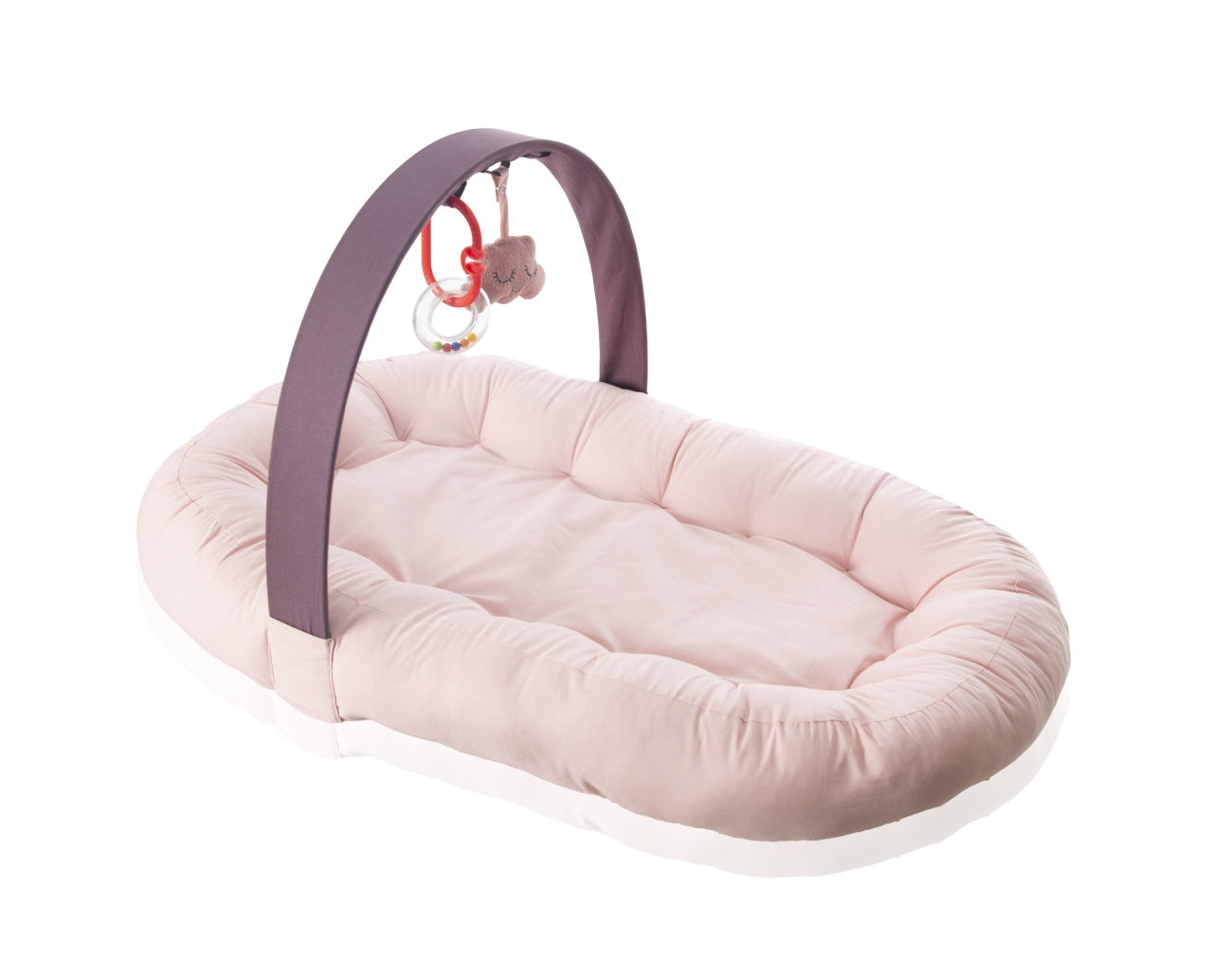 Babynest cu bara de jucarii, BabyJem, gri - Somon [ps:81cd6378-3855-493b-af6b-47288ea67c7a]