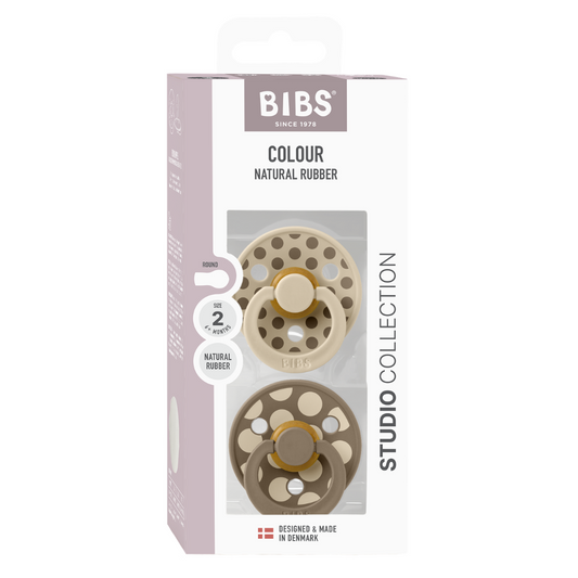 Set 2 Suzete BIBS Colour Studio Polka Dots, 6 luni+, Rotunde - Vanilla/Dark Oak (1) [ps:f5a1fd97-c8ef-4853-819b-580a551b77b8]