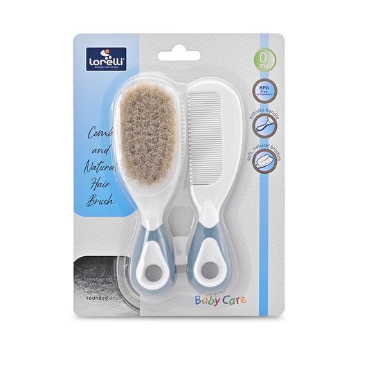 Set Perie și Pieptăn din Păr Natural Lorelli, Blue, 0 luni+ - Blue (1) [ps:02bcd4ea-049e-4e8a-9fc1-68d77288d28a]