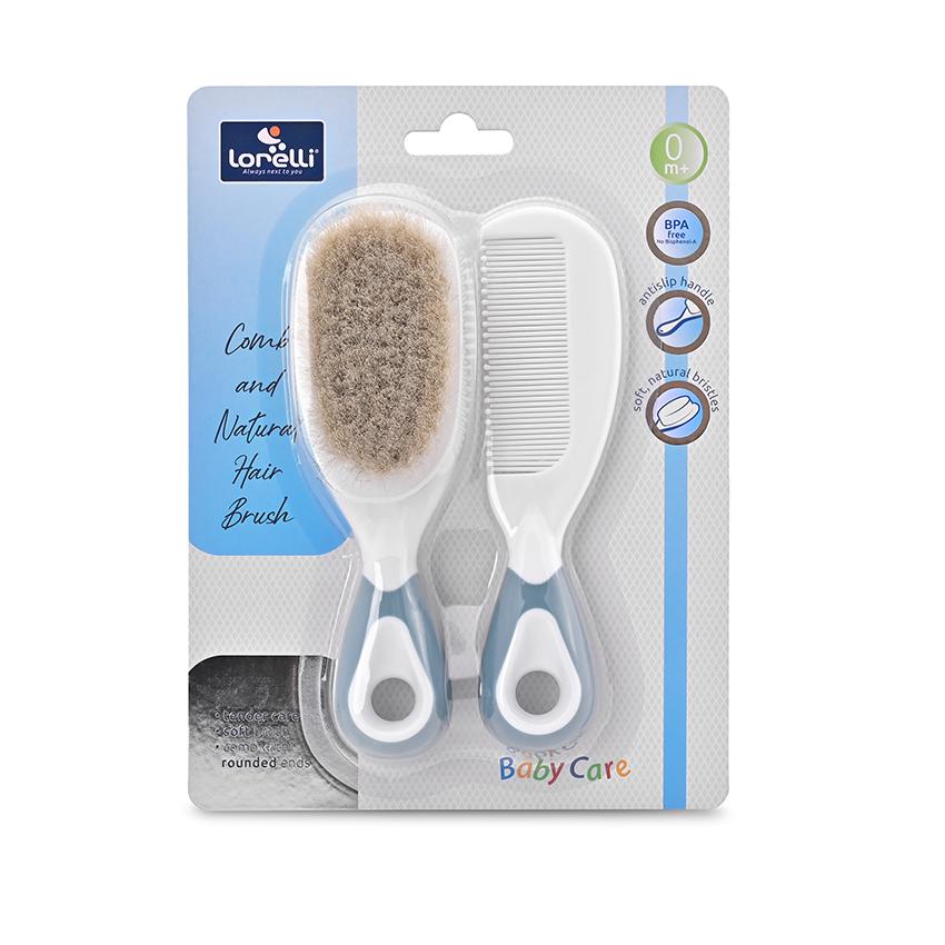 Set Perie și Pieptăn din Păr Natural Lorelli, Blue, 0 luni+ - Blue (1) [ps:02bcd4ea-049e-4e8a-9fc1-68d77288d28a]