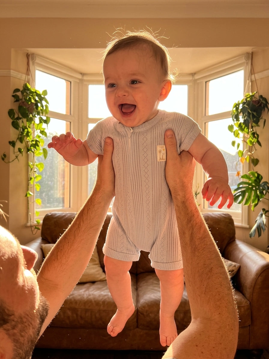 Salopetă tricot perforat Mammy & Daddy bebeluși 0-3 Luni - 6-9 Luni (1) [ps:05106de0-b062-464c-a9c3-af91ea8c2cb5]