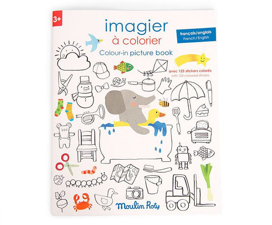 Carte de desen cu abtibilduri Engleza-Franceza, Moulin Roty - Imagine 1