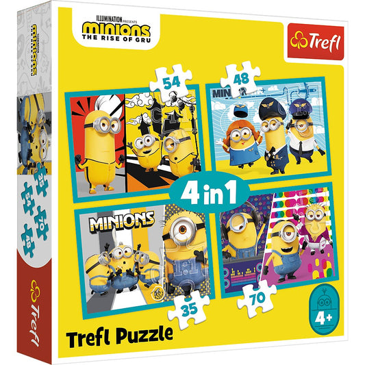 PUZZLE TREFL MINIONS 4IN1 LUMEA FERICITA A MINIONILOR - Imagine 1