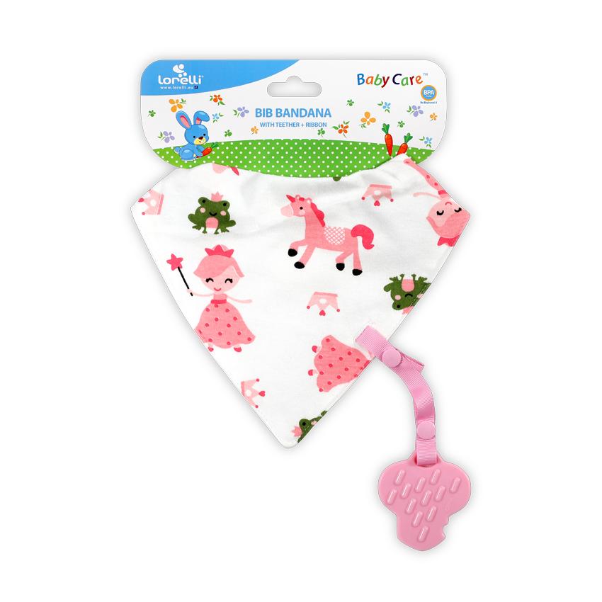 Bavetă Bandana Lorelli cu Jucărie Dentitie, Bumbac, Pink - roz (1) [ps:4aab4a8f-d6c7-4979-8b06-57f32fbafc87]