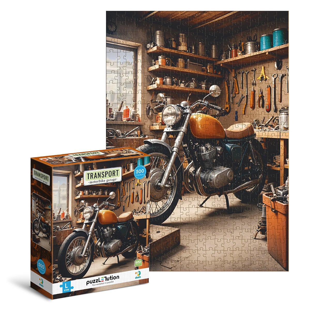 Puzzle Motorbike Garage Dodo Toys, 500 piese - Default Title (1) [ps:feae7d1e-13ae-4d04-8de1-026e4c83dd8d]