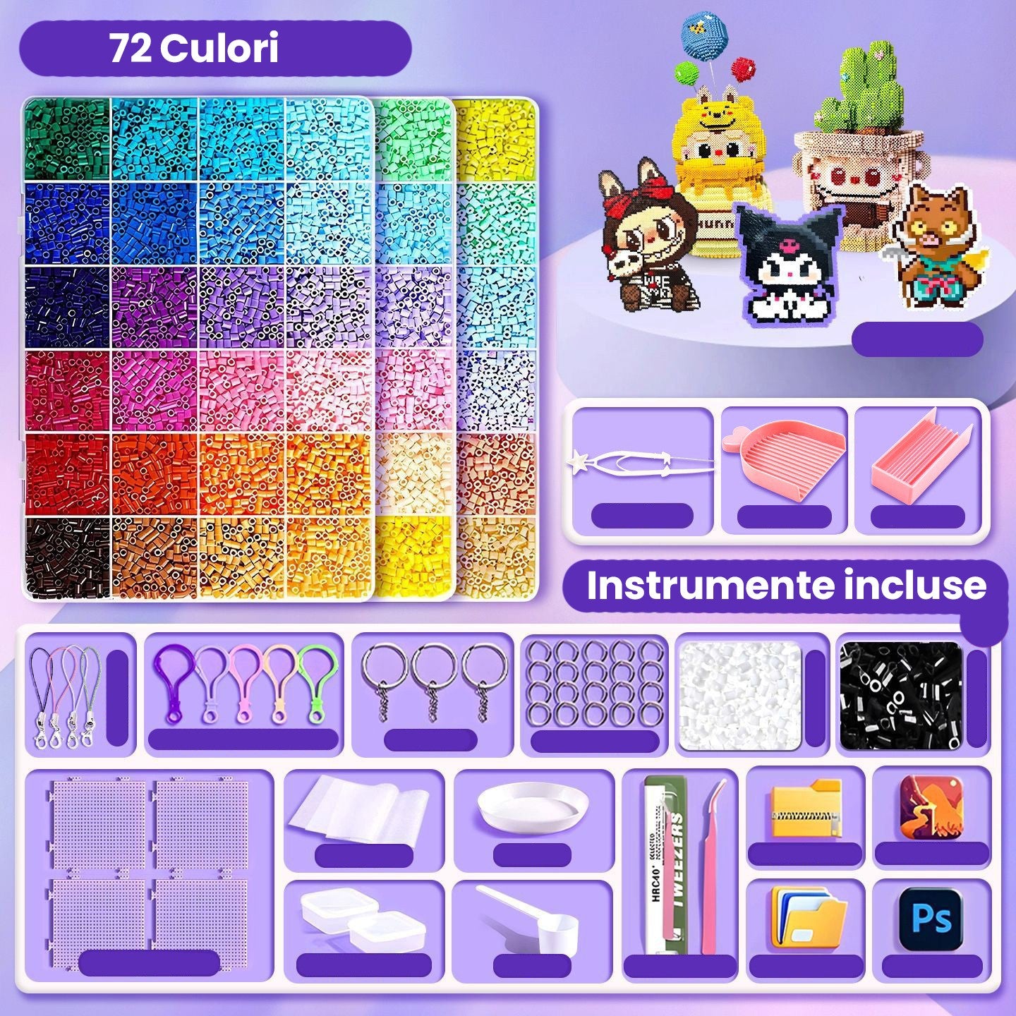 Kit Margele Perle Flippy, Set DIY 3D 72 Culori, 6000 piese - Default Title (1) [ps:42547e0b-0113-4909-9aa8-9e63c63ab8c5]