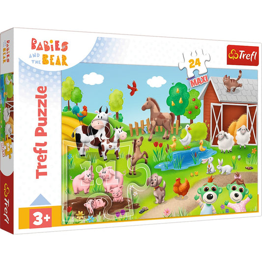 PUZZLE TREFL 24 MAXI BABIES AND THE BEAR ANIMALE LA FERMA - Imagine 1 [ps:462558b5-8b02-4da8-926d-a272109a6a9f]