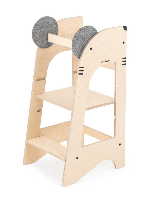 Turn de invatare MamaToyz Learning Tower din lemn, Soricel - Imagine 1