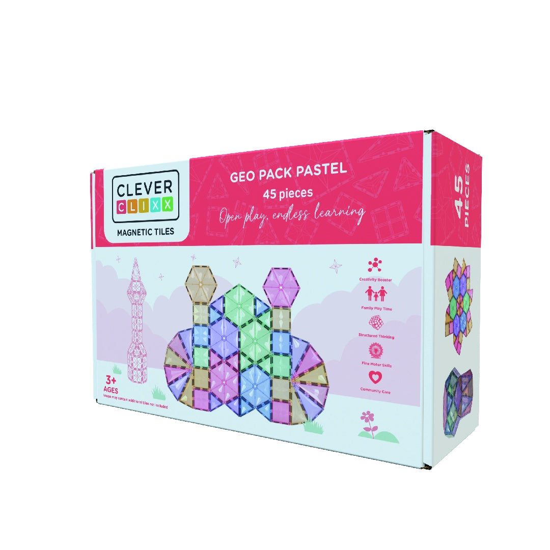 Jocuri magnetice de construit Pastel 45 piese, Cleverclixx - Imagine 1 [ps:fbdfe51a-e3f2-4f4b-a4da-5bff7560998a]
