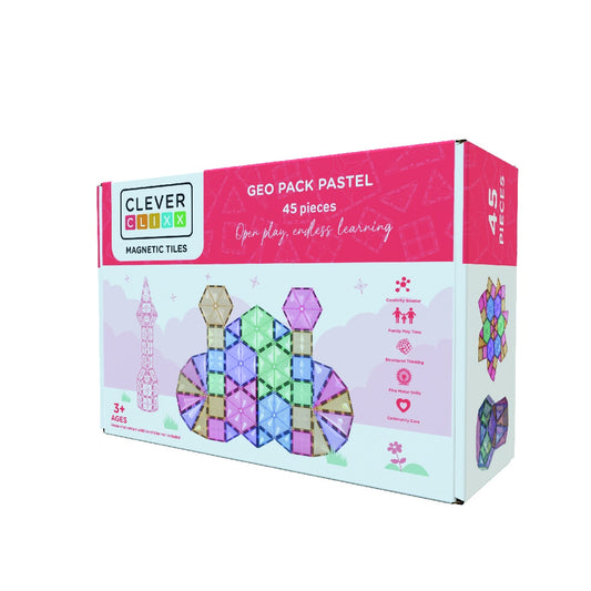 Jocuri magnetice de construit Pastel 45 piese, Cleverclixx - Imagine 1 [ps:fbdfe51a-e3f2-4f4b-a4da-5bff7560998a]