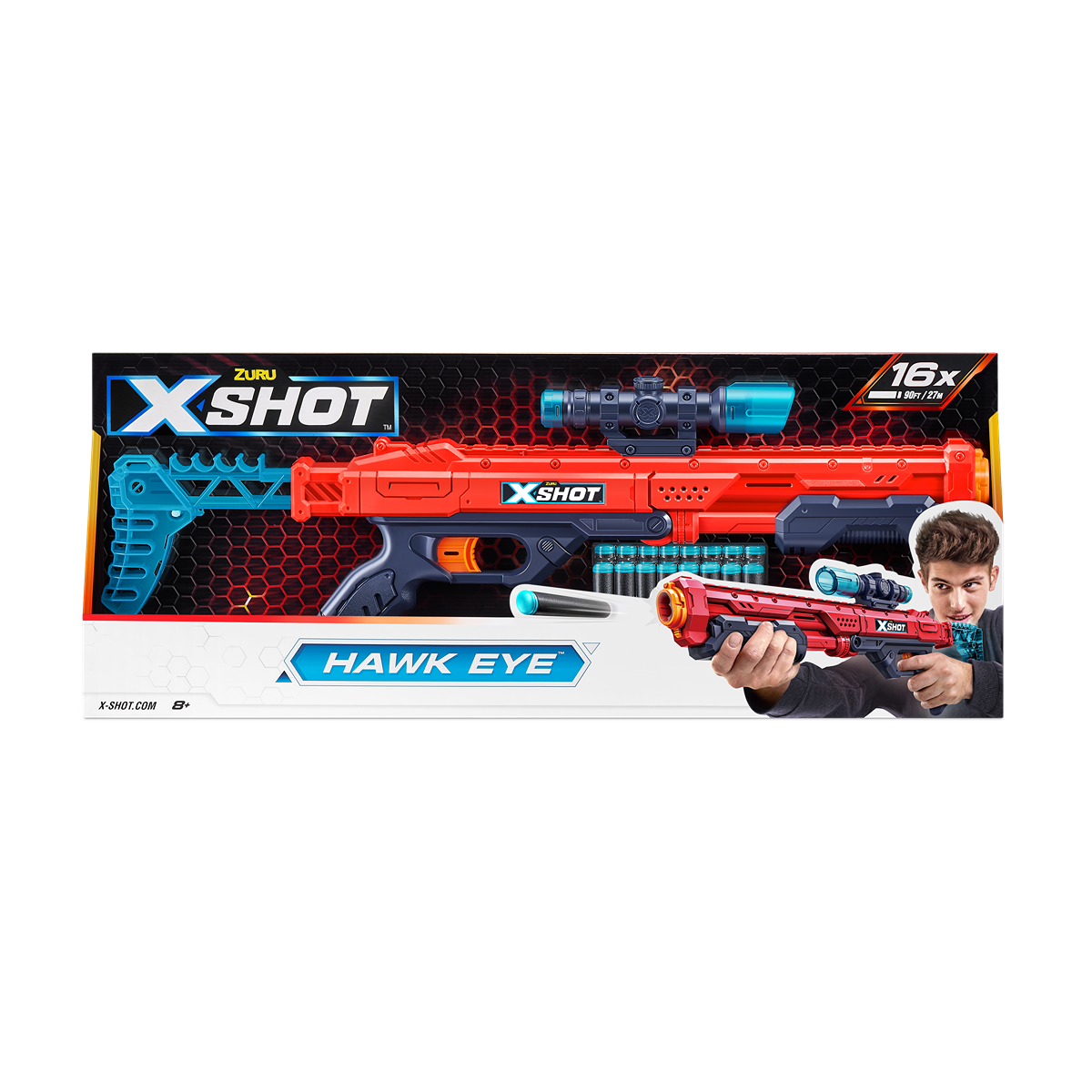 X-SHOT Blaster Excel Hawk Eye, arma de jucarie, 16 - Imagine 1