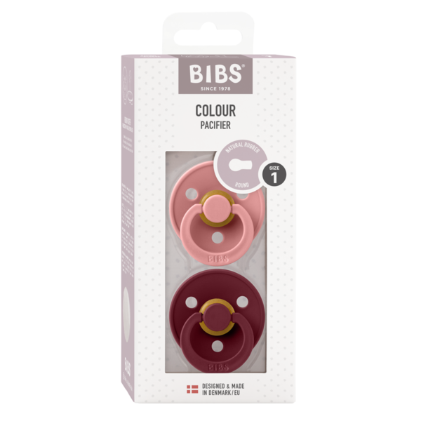 Set 2 Suzete BIBS Colour Latex, Tetina Simetrică, 0 luni - Dusty Pink/Elderberry (1) [ps:8da3c227-d24f-4411-951d-c221a6cfe5fa]