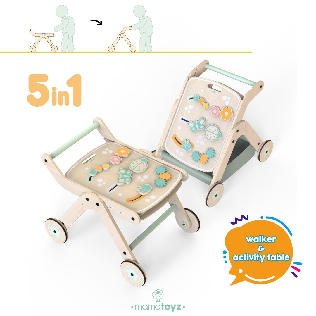 Antepremergator model CITY din lemn 5 in 1 MamaToyz cu - Imagine 1