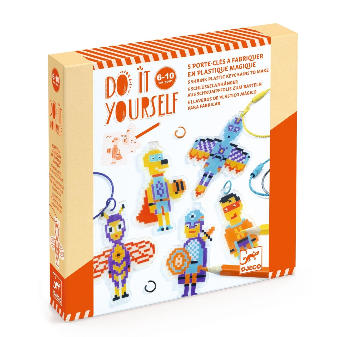 Joc creativ DIY Brelocuri eroi, Djeco - Imagine 1 [ps:7c7940c5-5180-4b6b-8429-83e7573b76db]