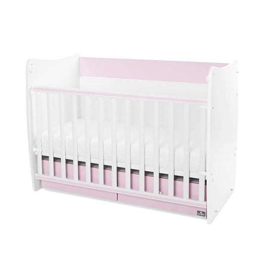 Pătuț Balansoar Transformabil Lorelli Matrix, 60x120 cm - White Orchid Pink (1) [ps:737fd9ba-ec47-4f07-8a87-d0b24b46a56e]