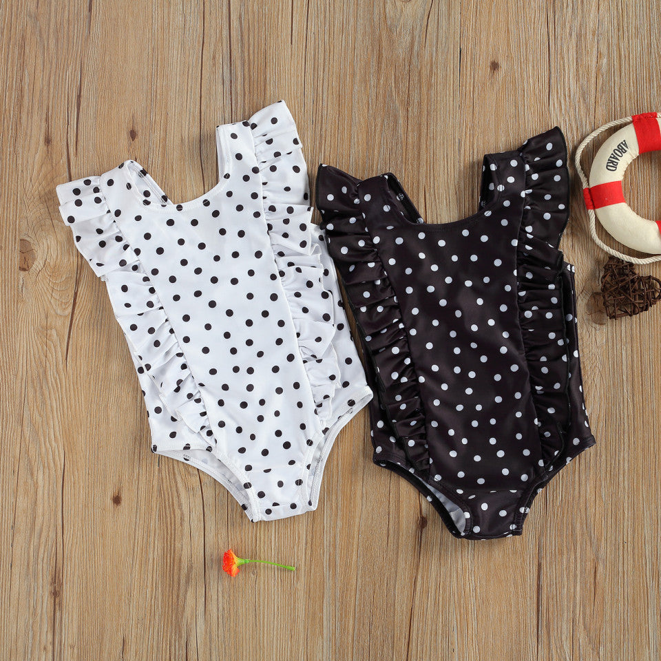 Costum de baie cu bulinute alb/negru Drool (Culoare: - Imagine 1