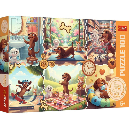 PUZZLE TREFL 100 O ZI LUNGA A UNUI TECKEL - Imagine 1 [ps:6ac43cd4-2f58-494c-847c-634e64f114a7]