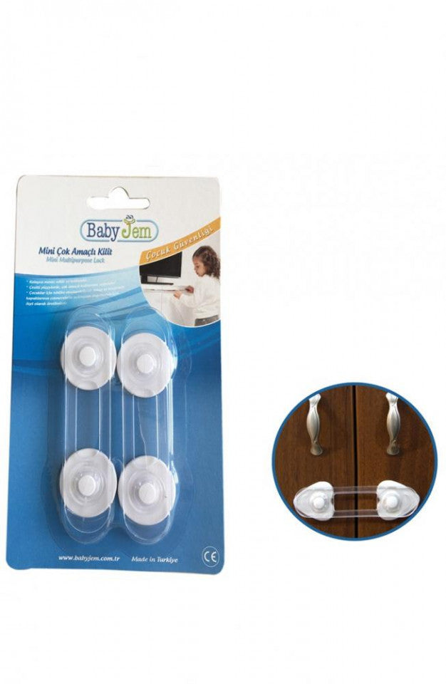 Set 2 mini sigurante universale pentru usi si dulapuri - Alb