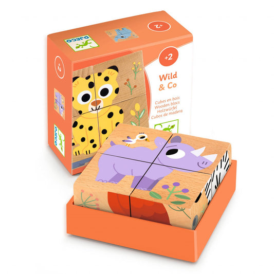 Puzzle din cuburi de lemn Animale salbatice, Djeco - Imagine 1 [ps:f13ef62e-4ff2-42c3-bd7d-5bf2aec2bef2]