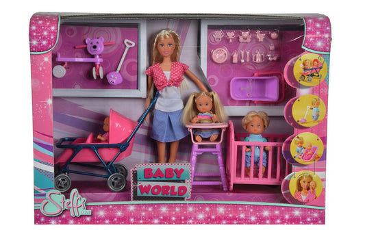 SET PAPUSA STEFFI CU 3 BEBELUSI SI ACCESORII Simba - Imagine 1