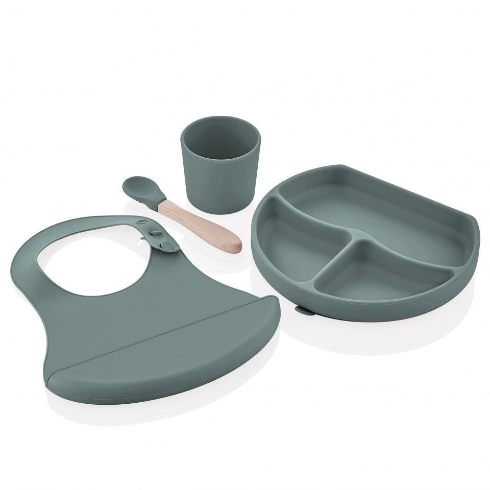 Set diversificare 4 piese din silicon BabyJem: bavetica, - Vernil