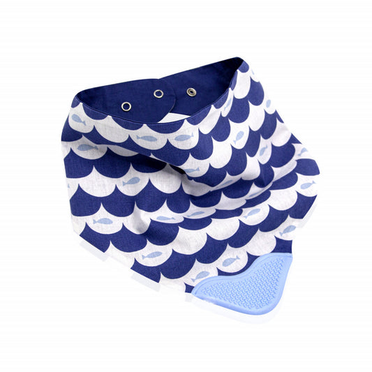 Baveta BabyJem tip bandana cu jucarie dentitie (Culoare: - Indigo