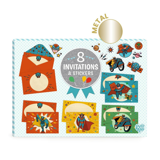 Set de invitatii Supereroi, Djeco - Imagine 1