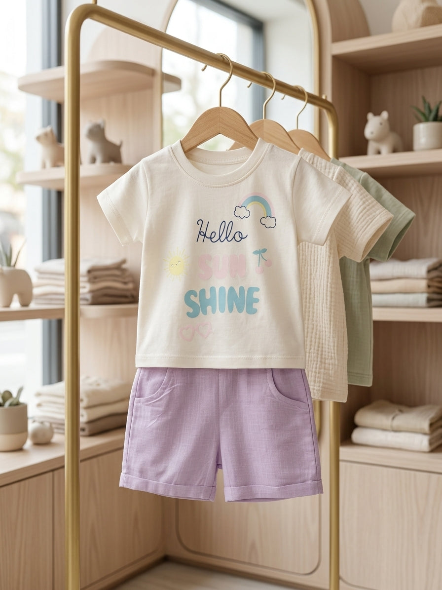 Set tricou și pantaloni scurți din in cu înghețată - 3-6 Luni (1) [ps:1a313f4e-9b2d-4431-af7d-08c1ea426d1a]