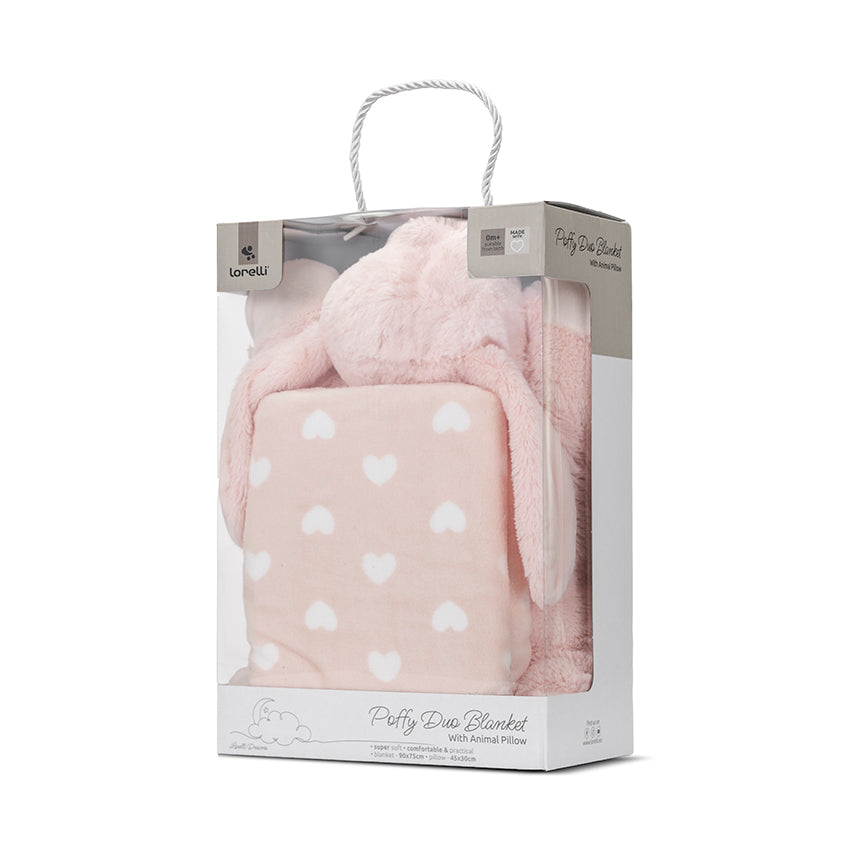 Set Păturică și Pernuță Ursuleț Lorelli Poffy, Beige - Pink (1) [ps:29bf420d-3557-405b-a0e9-166a9fb4ae8e]