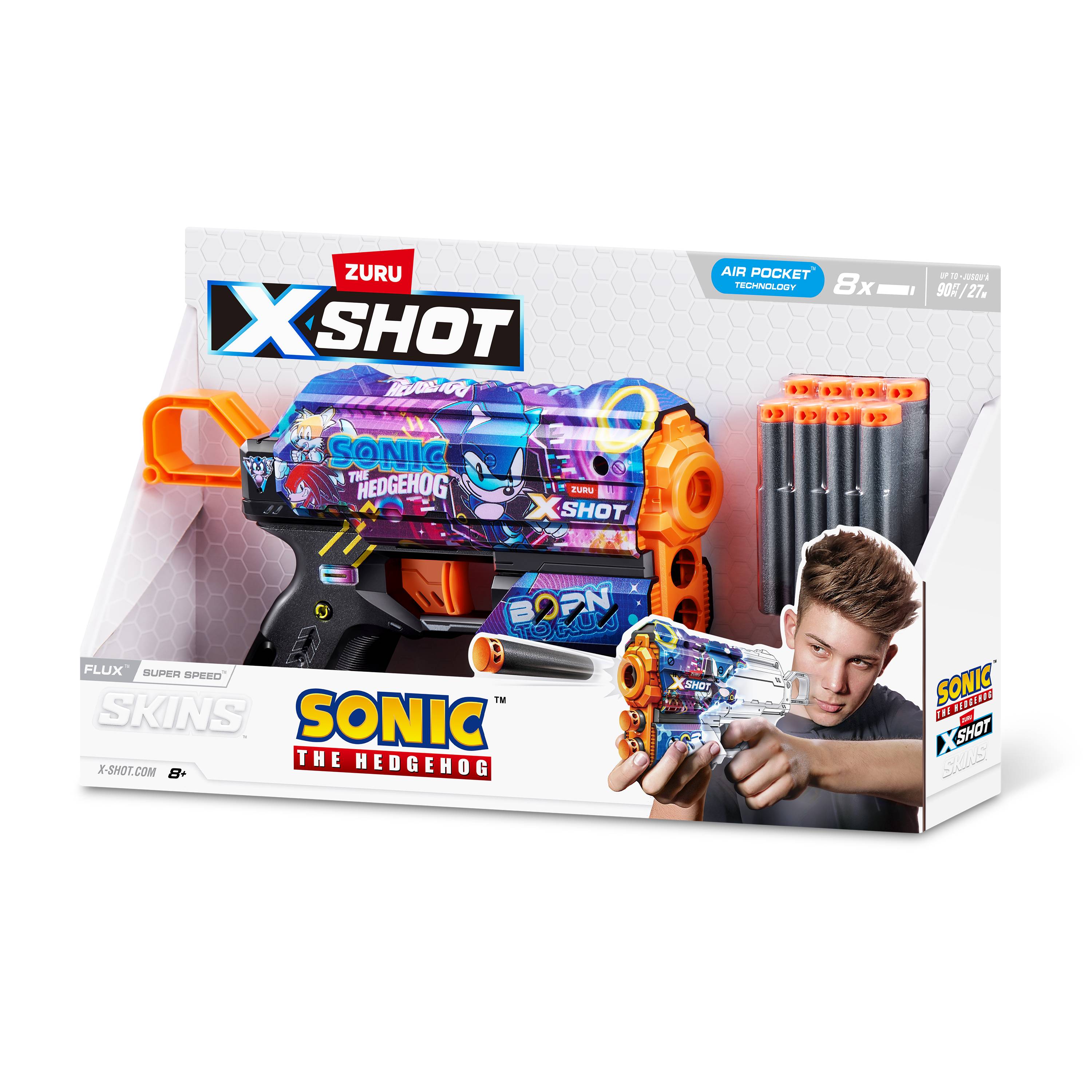 X-SHOT 6 modele, arma de jucarie, Skins Flux Sonic The - Imagine 1 [ps:07d5cad6-ebc5-4c74-832a-92f9b2c508db]