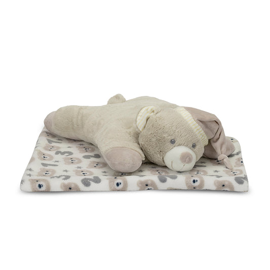 Set Păturică și Pernuță Ursuleț Lorelli Poffy, Beige - Beige (1) [ps:9e06c07c-cd32-4cc0-8733-e67a32006d32]