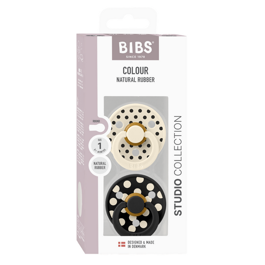 Set 2 Suzete BIBS Colour Studio Polka Dots, 0 luni+ | - Ivory/Black (1) [ps:953e18fe-b611-4813-a51c-4c8ffeef6d46]