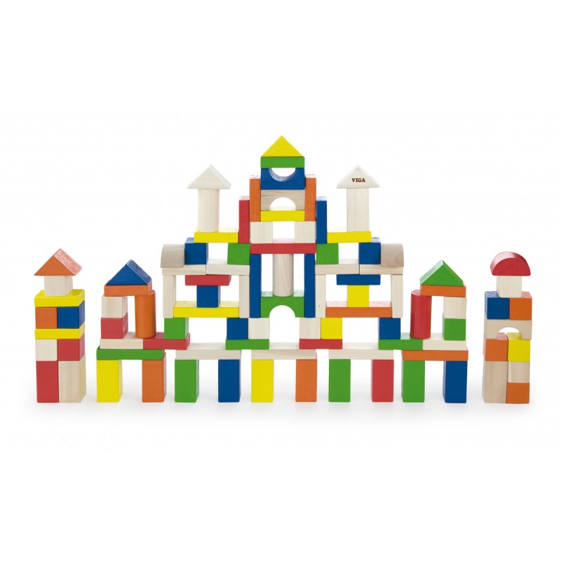 Cuburi de construit din lemn, colorate, 2.5 cm, 100 buc Viga - Imagine 1 [ps:33fc9982-02e1-4016-8310-82d2a463b8ee]