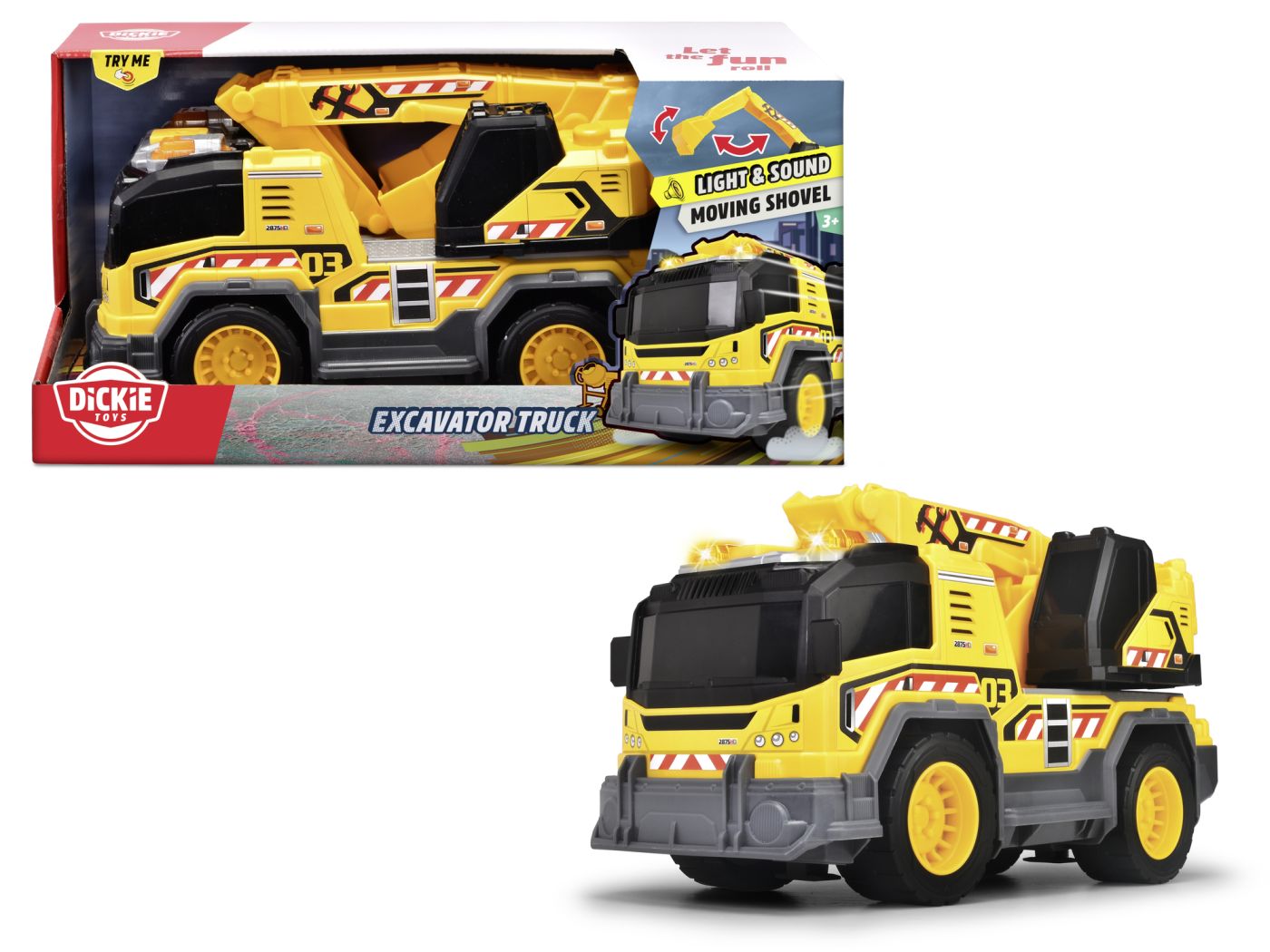 DICKIE CAMION CU EXCAVATOR CU SUNETE SI LUMINI 30CM Simba - Imagine 1 [ps:b253c1c9-976d-440c-a490-ec76ae301b0c]
