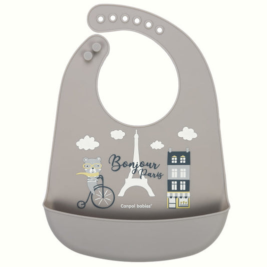 Canpol Babies Baveta Cu Buzunar Din Silicon Bonjour - Imagine 1 [ps:cdf507f1-1255-42b0-a95e-d0b89682fd12]